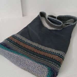 The Sak Multicolor Crochet Crossbody Leather Bag Navy BLUE